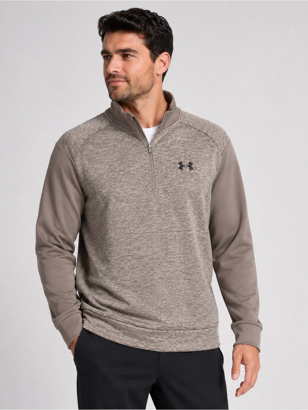 Under Armour Men's Taupe Heather Quarter-Zip Pullover Sweatshirt